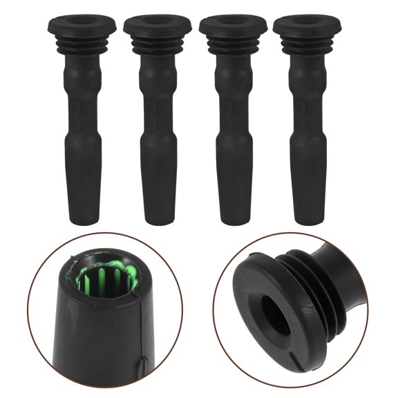 COMPUKAS 4pcs Spark Plug Boot For Car Rubber Ignition Coil Black Rubber Wear Protection