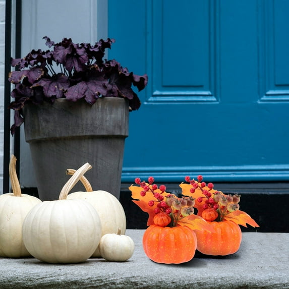 COMPUKAS 5.5x3.14x3.14in Realistic Simulation Pumpkins Made with Composite Material for Autumn Decor