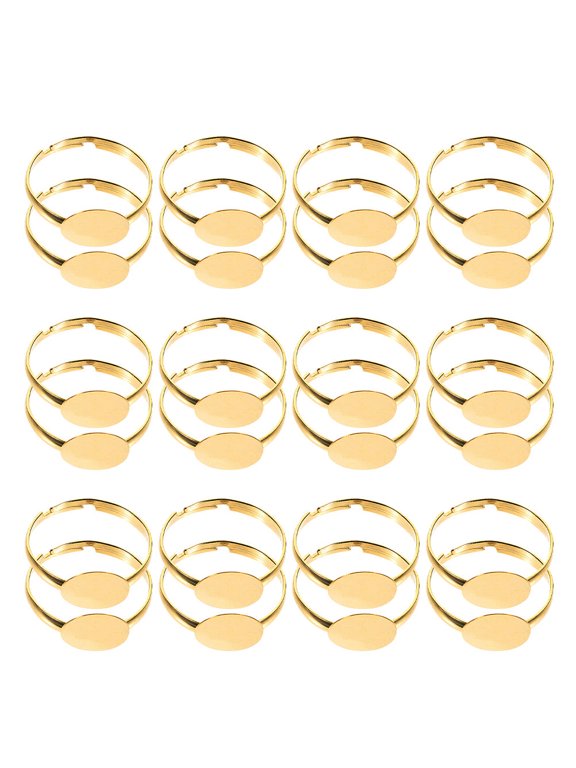 Adjustable Ring Settings with Flat round Pad 50pcs for Making