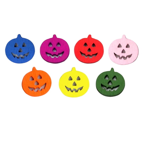 COMPUKAS 50 Pcs Wooden Pumpkin Buttons for Sewing DIY Craft