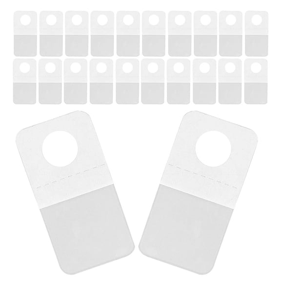 COMPUKAS 500Pcs Clear Sticky Hanging Tabs Plastic Hooks for Neat Retail Display and Space Saving
