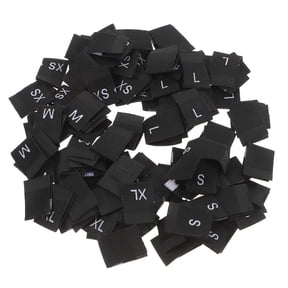 COMPUKAS Black Polyester Sew-In Clothing Labels, 500 Size Tags for Garments and Apparel Identification
