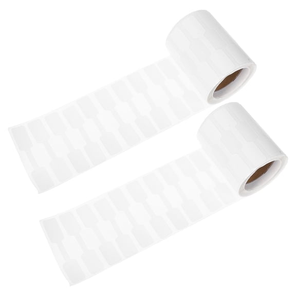 COMPUKAS 500-Pack Writable White Kraft Paper Price Tags for Jewelry, Tear-Resistant Self-Adhesive Stickers, Labeling