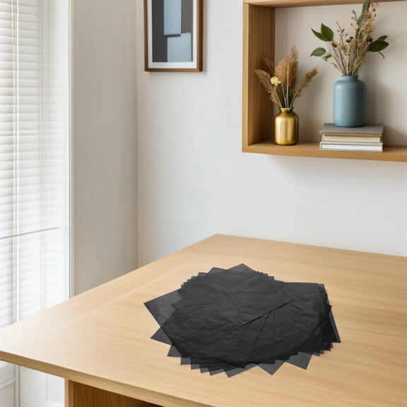 COMPUKAS 50Pcs Black Graphite Transfer Paper Single Sided Tracing Sheets for Clear Line Transfer Art Projects