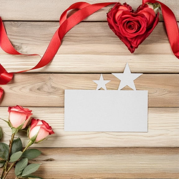 COMPUKAS 50Pcs Blank White Note Cards with Handwritten Star Design for Seasonal Greetings