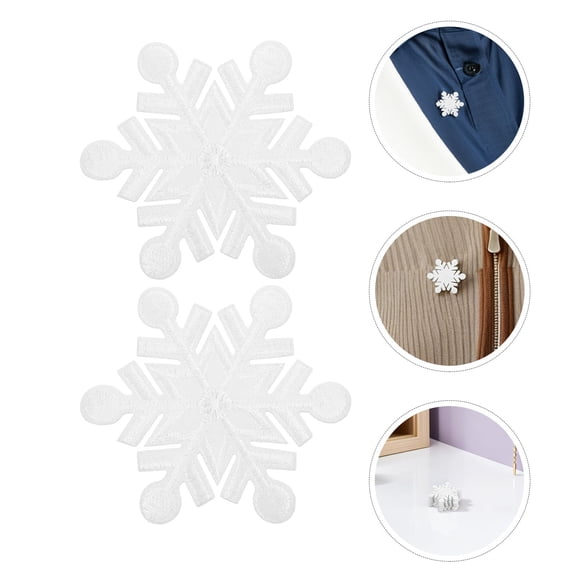 COMPUKAS 50Pcs Embroidered Snowflake Fabric Patches for Clothes Iron on Decorative Applique Stickers