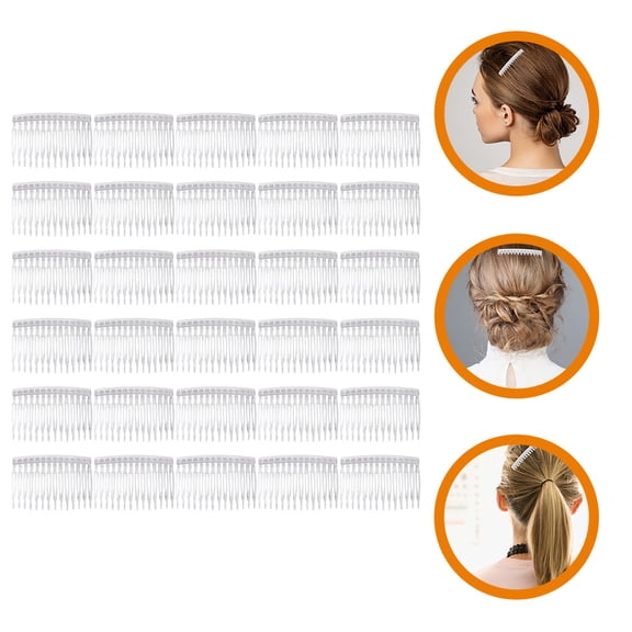COMPUKAS 50Pcs Transparent Plastic Hair Combs for Women Formal Bridal Hair Accessories