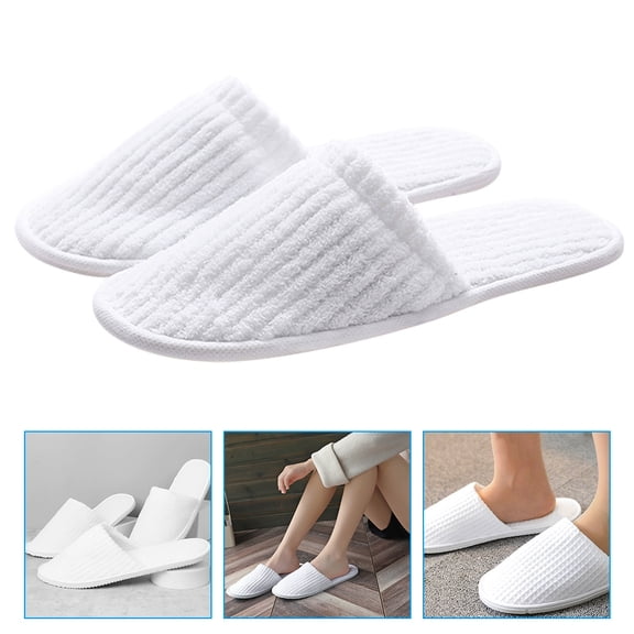 COMPUKAS 5 Pairs Disposable Slippers for Home, Hotel, Salon Use - Comfortable, Lightweight 11.4x4.3in Footwear