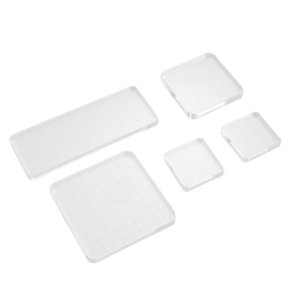COMPUKAS Clear Acrylic Block Pad 5Pcs, Easy Alignment, Comfortable Feel, Ideal for Scrapbook and Card Making
