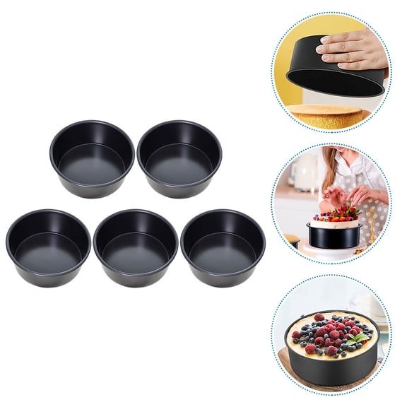 COMPUKAS 5-Inch Black Aluminum Nonstick Round Cake Pans Set 5 Pieces