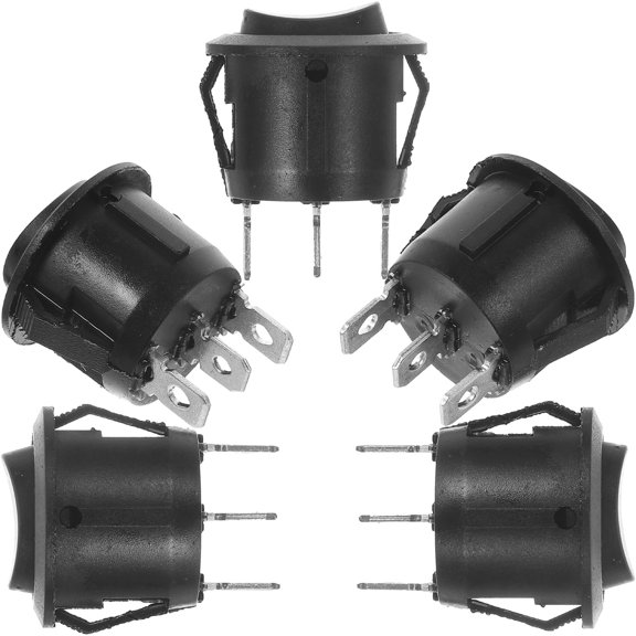 COMPUKAS 5Pcs Black Round Rocker Switch Push Button Easy to Install for Car and Water Equipment