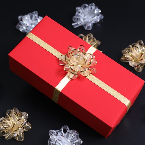 COMPUKAS 5Pcs Decorative Paper Bows for Wrapping Golden Silver for present Boxes Festivities