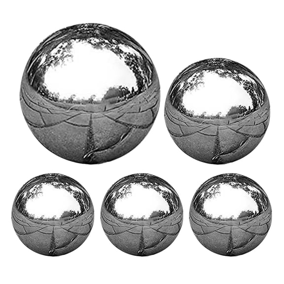 COMPUKAS Set of 5 Stainless Steel Gazing Globes for Outdoor Garden, Yard, and Landscape Decorative Accents