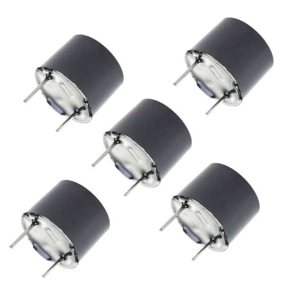 COMPUKAS 5-Pack 12mm Black Industrial Sound Buzzer, Low Power Consumption High Sound Pressure Electronic Alarm Component