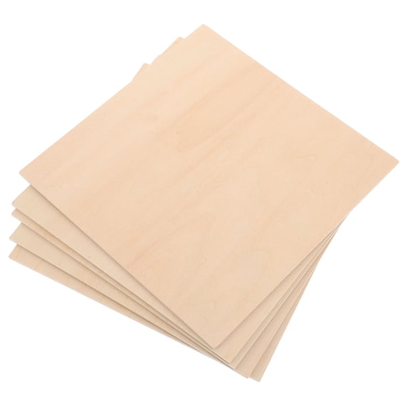 COMPUKAS 5Pcs Khaki Wood Plank for Building Model Materials and Pyrography 7.86X7.86X0.12In