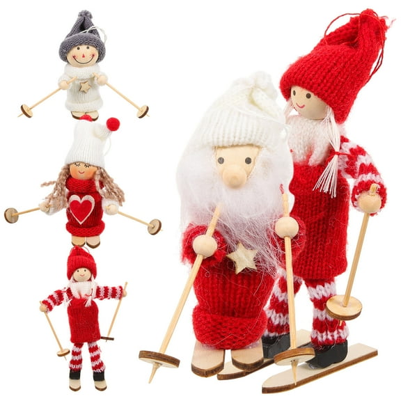 COMPUKAS 5Pcs Ski Doll Decoration Miniature Winter Figurines Home Decor Wedding