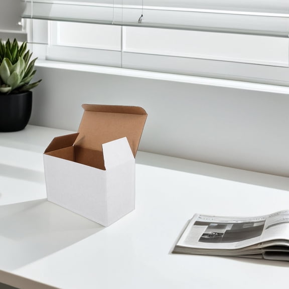 COMPUKAS 5-Pack White Corrugated Cardboard Shipping Boxes, Recyclable Mailer Packaging, Easy Assembly