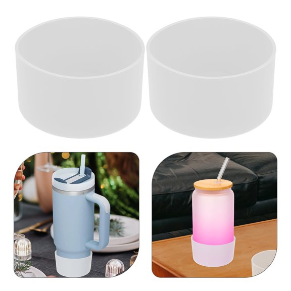 COMPUKAS 5Pcs Reusable Silicone Bottle Boot White Glass Cup Bottom Protector