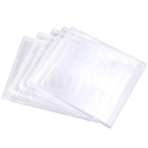 COMPUKAS 5pcs Double Disc CD Case Standard Plastic Jewel Box for Storage