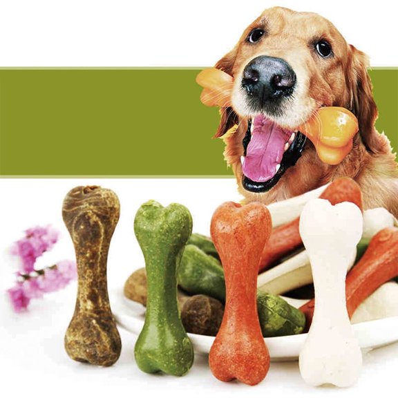 COMPUKAS 5pcs Durable Dog Chewing Bones Chew Sticks Dog Teething Bones Dental Chews for Puppies Chews Training Sticks Dog Teething toys for Puppies (Random Color)