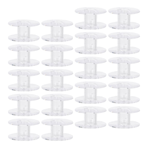 COMPUKAS 60Pcs Clear Plastic Embroidery Bobbin Spools for Versatile Home Sewing Projects