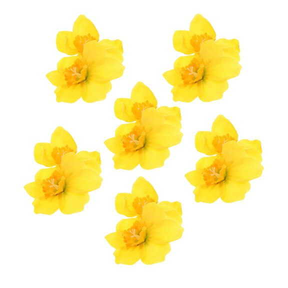 COMPUKAS Set of 6 Yellow Daffodil Artificial Flower Hair Clips Lightweight Plastic Floral Hair Accessories for Women and Girls