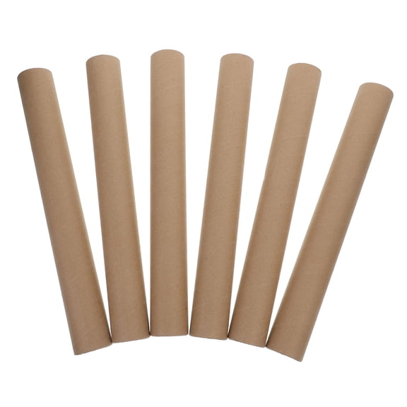 COMPUKAS 6-Pack Khaki Cardboard Storage Tubes for Posters, Artwork, Moving, Mailing, and Secure Document Transportation
