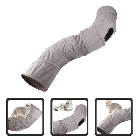COMPUKAS Kitten Tunnel Bed Cozy Cat Tunnel Nest Grey Suede Fabric 1 Set