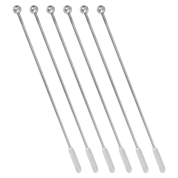 COMPUKAS 6Pcs Stirring Rod Stainless Steel Swizzle Sticks For Drinks Elegant Design For Travel