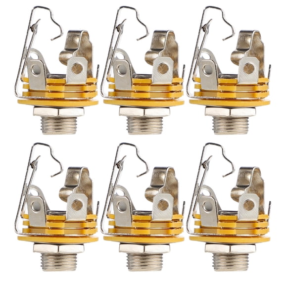 COMPUKAS 6Pcs Electric Bass Stereo Jack Orange Durable Metal Socket for Audio Connections