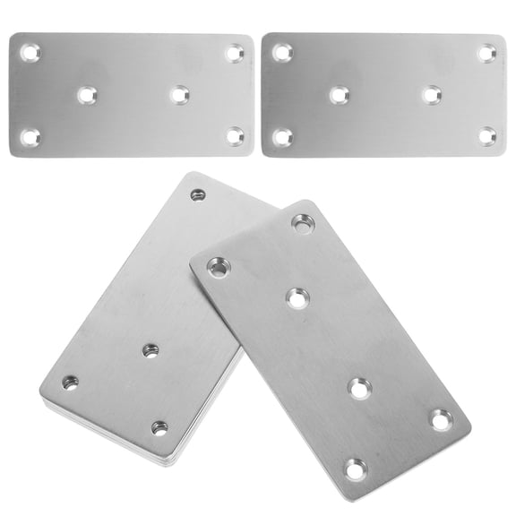COMPUKAS 6-Pack Stainless Steel Flat Corner Brackets Metal Mending Plates for Furniture Repair 3.81 x 1.89 x 0.08 Inches