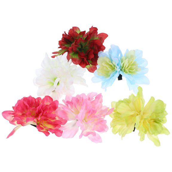 COMPUKAS 6Pcs Flower Hair Barrette Assorted Color Hair Accessories for Everyday Use Women