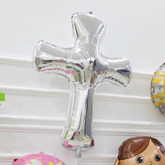 COMPUKAS 6Pcs Foil Christening Balloons Assorted Color Decorative Baptism Balloons for Ceremonies