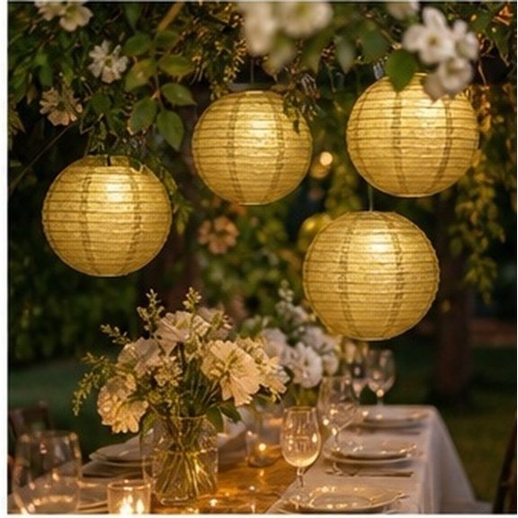 COMPUKAS 6Pcs Golden Party Paper Lanterns Eco Friendly Hanging Lanterns for Celebration
