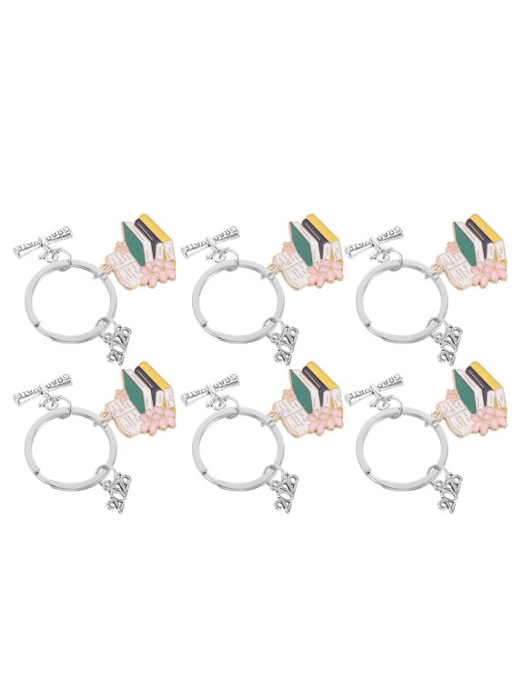 6-Pack Graduation Party Favor Keychains with Assorted Color Academic Caps for Class of 2026 Celebration