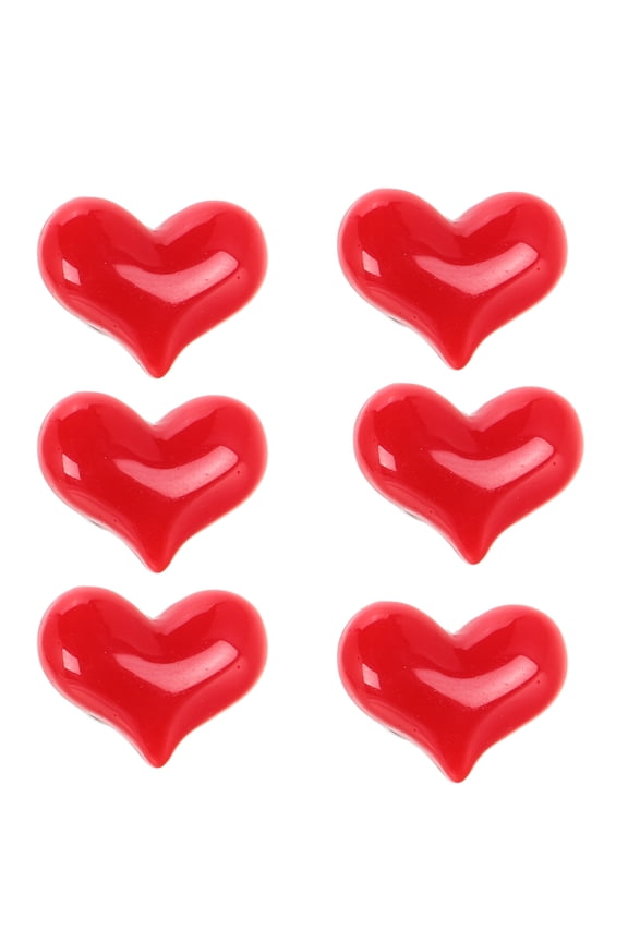 6Pcs Heart Shape Brooch Pin Elegant Red Resin Pins For Women On Valentines Day