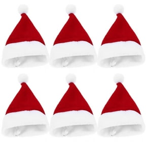 COMPUKAS 6-Pack Miniature Velvet Hats for Crafts, Party Decorations, Kids, Red and White Multi-Color Cloth Accessories