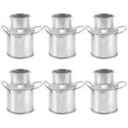 COMPUKAS 6Pack Mini Flower Vases Rustic Elegance Metal Buckets Silver Garden Decoration