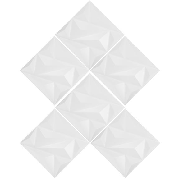 COMPUKAS Pvc Decor 3D Wall Panel White 6Pcs 11.8X11.8X0.79In