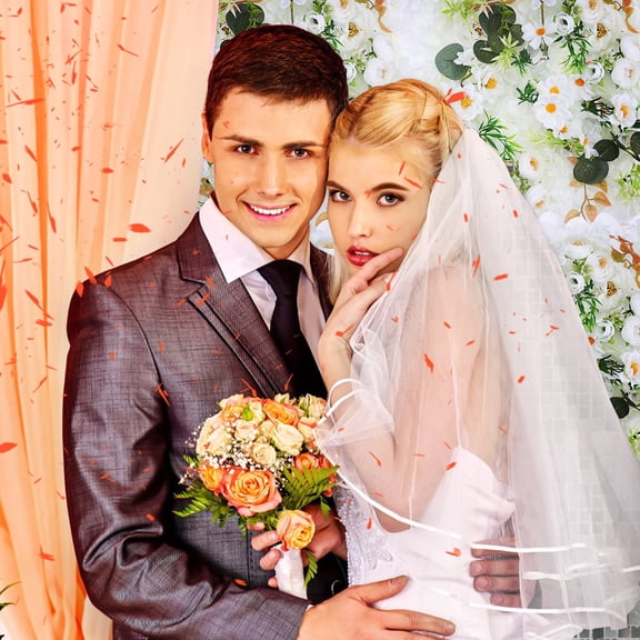 COMPUKAS 6Pcs Realistic Artificial Flower Wall Decor Multi Color Plastic Fabric Square Wedding Background