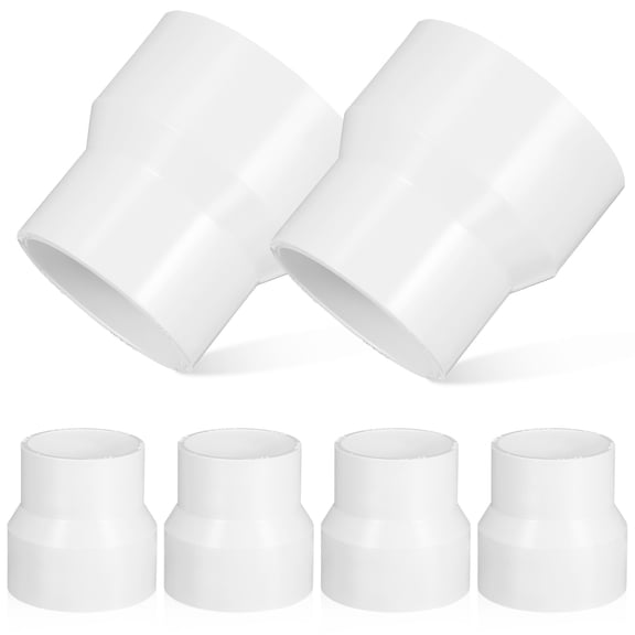 COMPUKAS 6Pcs White Plastic PVC Reducer Fittings for Household and Industrial Plumbing Use