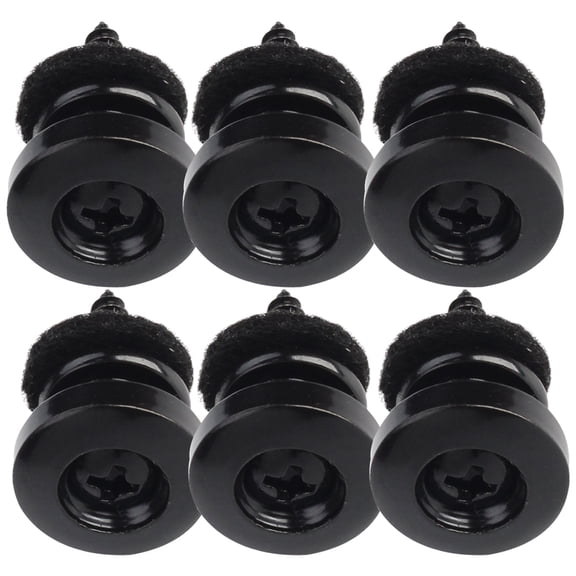 COMPUKAS 6-Pack Black Guitar Strap Lock Buttons with Felt and Iron, Replacement Parts for Bass and Acoustic Guitars