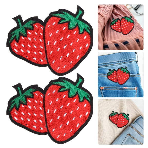 COMPUKAS 6-Pack Iron-On Fruit Patches for Decoration on Shirts, Coats, Backpacks - Watermelon Red Cute Style