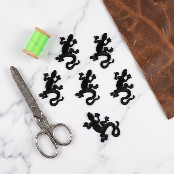 COMPUKAS 7Pcs Iron on Embroidery Patches for Clothes with Reptile Gecko Design for Hats and Bags