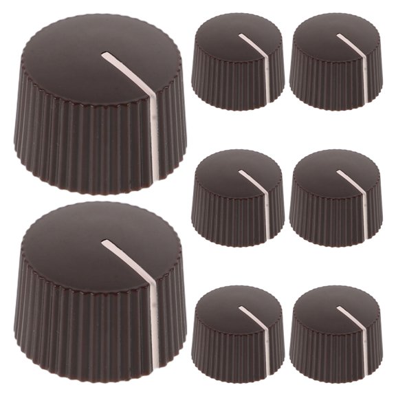 COMPUKAS 8Pcs Guitar Effect Pedal Knobs Plastic Rotary Control for Amplifier Replacement Coffee