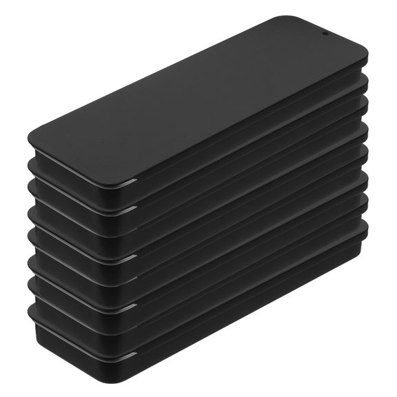 COMPUKAS 8Pcs Portable Black Tinplate Boxes with Smooth Sliding Lid for Home Storage