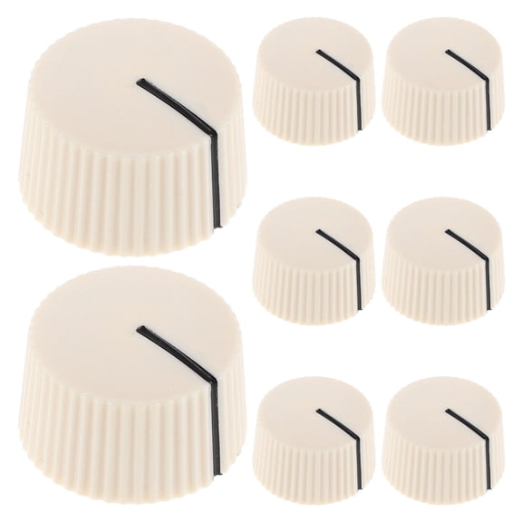 COMPUKAS 8Pcs Rotary Plastic Guitar Pedal Knobs in Beige for Amplifier and Audio Control