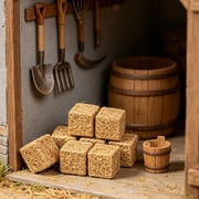 COMPUKAS 8Pcs Small Brown Decorative Straw Bales for Western Cowboy Theme Rustic Wedding and Autumn Event Decor