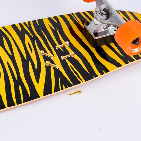 COMPUKAS 8Sets Durable Skateboard Hardware Set with Golden Steel Screws and Nuts for Stable Riding