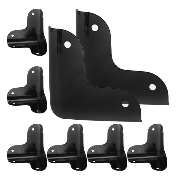 COMPUKAS Black Metal Corner Protectors, Round Edge Guards for Furniture, Tables, Chests, Boxes, Bags and Cases, Repair